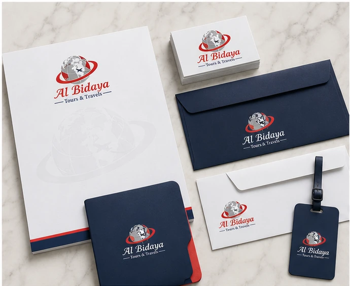 Al Bidaya Tours and Travels stationery and printed brand materials