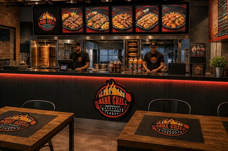 Baba Grill Restaurant interior branding